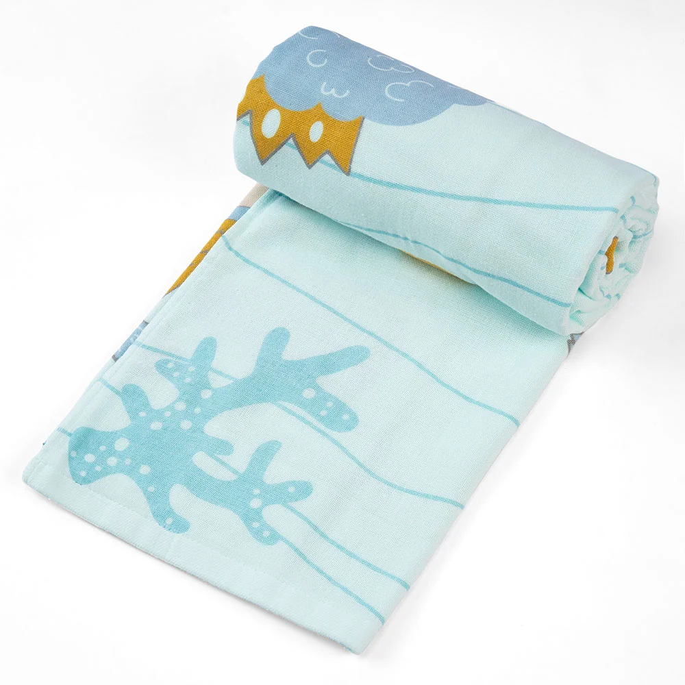 Combo 2 Khăn tắm trẻ em Cotton hoàng tử Cá Animo BM9T (60x120cm,Xanh)