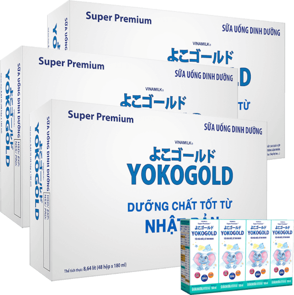 Combo 3 Thùng Sữa uống dinh dưỡng Vinamilk Yoko Gold 180ml (Lốc 4 hộp)