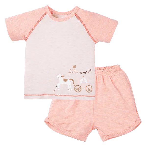 Bộ tính năng ngắn, vải sợi sồi BST Công chúa Animo BMC123105 (3-24M,Hồng dâu)