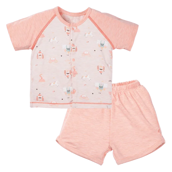 Bộ tính năng ngắn, vải sợi sồi BST Công chúa Animo BMC123080 (0-24M,Hồng dâu)