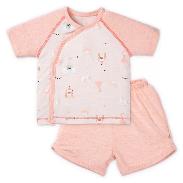 Bộ tính năng ngắn, vải sợi sồi BST Công chúa Animo BMC123079 (0-24M,Hồng dâu)