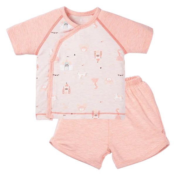 Bộ tính năng ngắn, vải sợi sồi BST Công chúa Animo BMC123079 (0-24M,Hồng dâu)