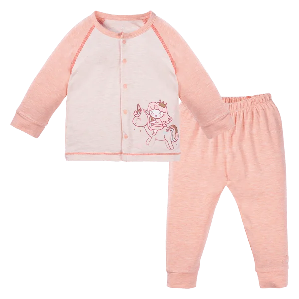 Bộ tính năng dài, vải sợi sồi BST Công chúa Animo BMC123085 (0-24M,Hồng dâu)