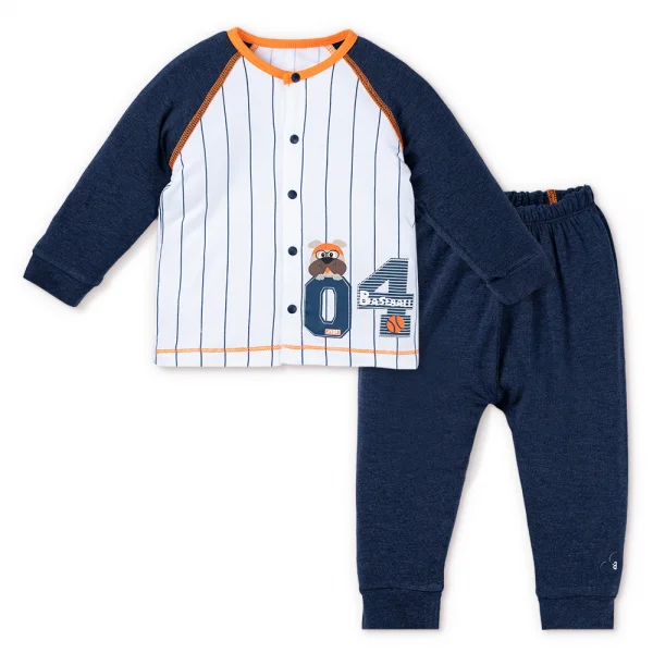 Bộ tính năng dài, vải sợi sồi BST Bóng chày Animo BMC123090 (0-24M,Xanh đen)