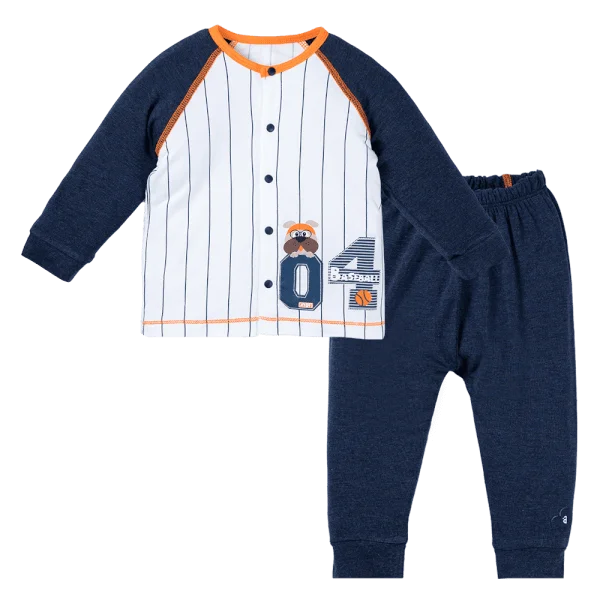 Bộ tính năng dài, vải sợi sồi BST Bóng chày Animo BMC123090 (0-24M,Xanh đen)