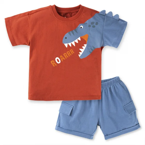 Bộ bé trai ngắn BST Khủng Long Animo HN623014 (6M-6Y,Đỏ)