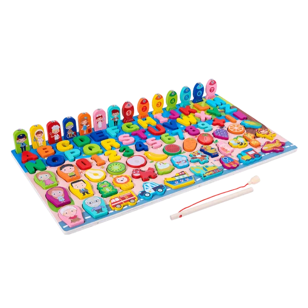 Bộ bảng gỗ nổi học tập thông minh nhiều chủ đề kèm câu cá 8in1 M7813