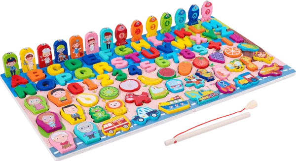 Bộ bảng gỗ nổi học tập thông minh nhiều chủ đề kèm câu cá 8in1 M7813