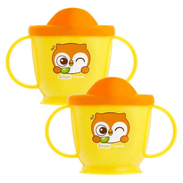 Combo 2 Ly tập uống inox có tay cầm Edison (Vàng)