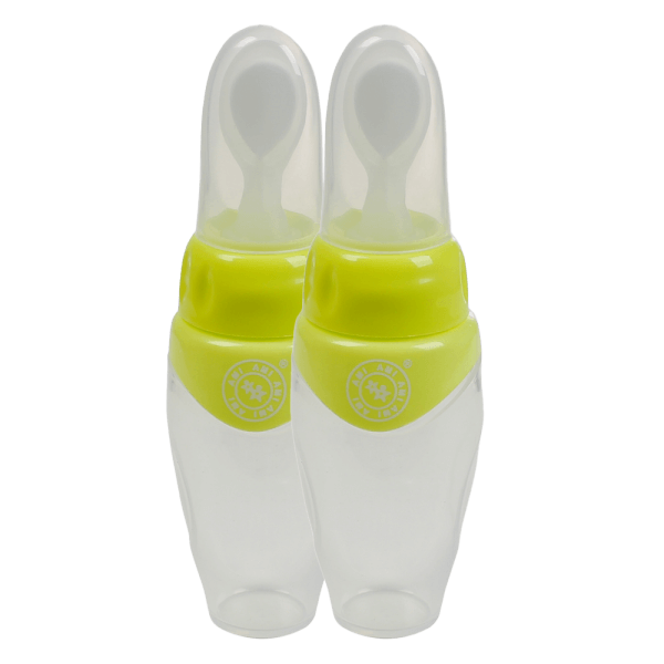 Combo 2 Bình muỗng ăn dặm silicone mềm Ami AM55103 150ml, Xanh