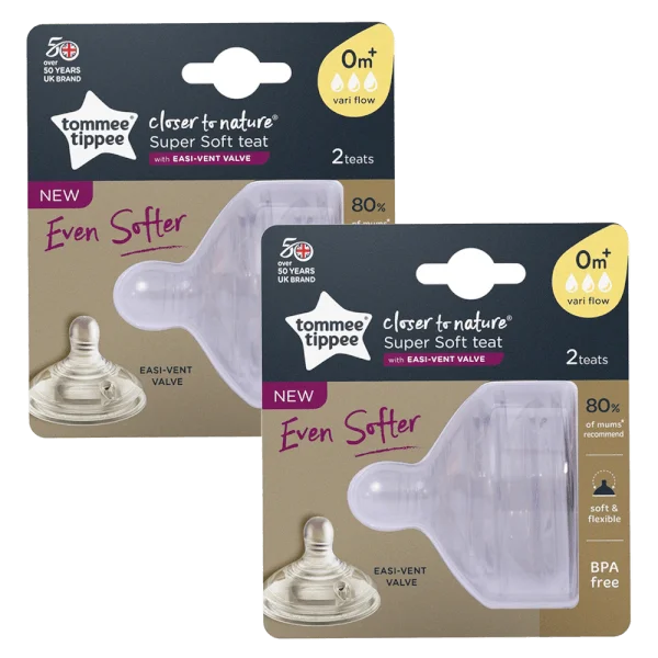 Combo 2 Núm ty cho bé Tommee Tippee Closer to Nature Variflow từ sơ sinh (vỉ đôi)