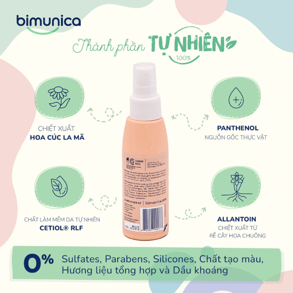 Xịt 2in1 Chống Hăm tã & dưỡng da BIMUNICA - 100 ml