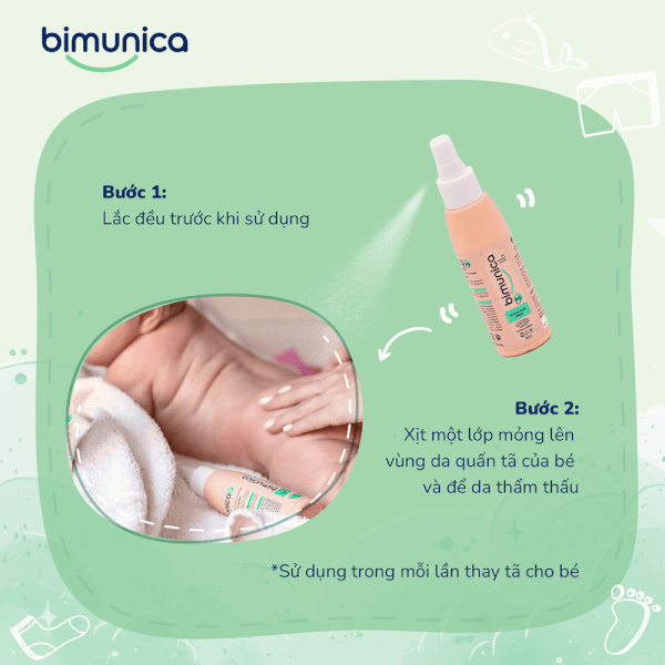 Xịt 2in1 Chống Hăm tã & dưỡng da BIMUNICA - 100 ml