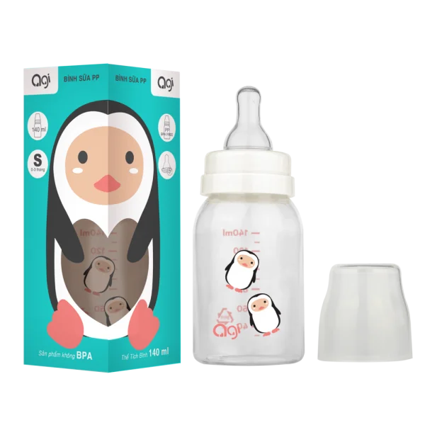 Bình sữa PP Agi 140ml - Chim cánh cụt