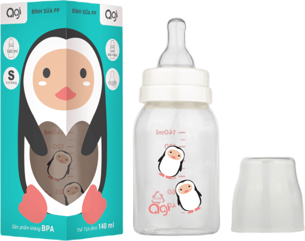 Bình sữa PP Agi 140ml – Chim cánh cụt