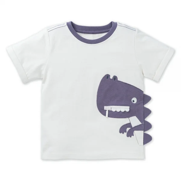 Bộ bé trai ngắn Dino Animo HN1223003 (6M-6Y,Kem phối tím)