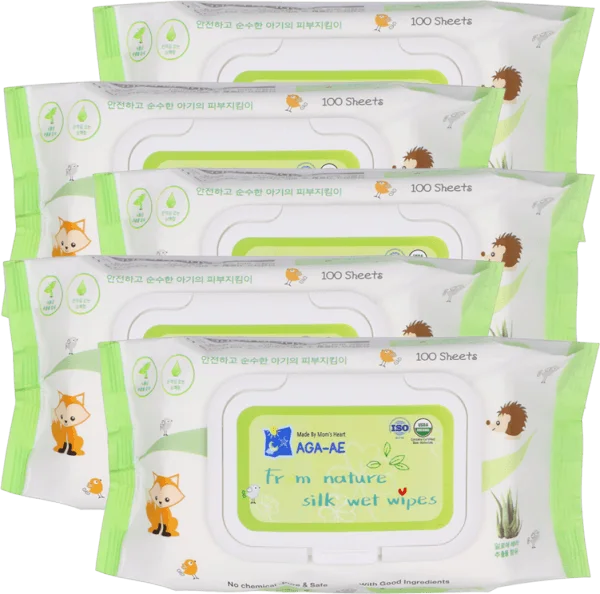 Combo 5 Khăn ướt chiết xuất tự nhiên Aga-ae, 100 tờ