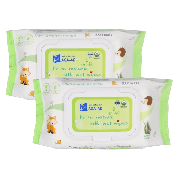 Combo 2 Khăn ướt chiết xuất tự nhiên Aga-ae, 100 tờ
