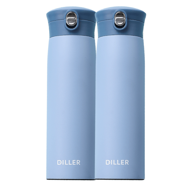 Combo 2 Bình giữ nhiệt Diller 450ml (2 lớp inox 304)- Xanh
