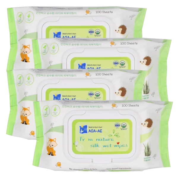 Combo 4 Khăn ướt chiết xuất tự nhiên Aga-ae, 100 tờ