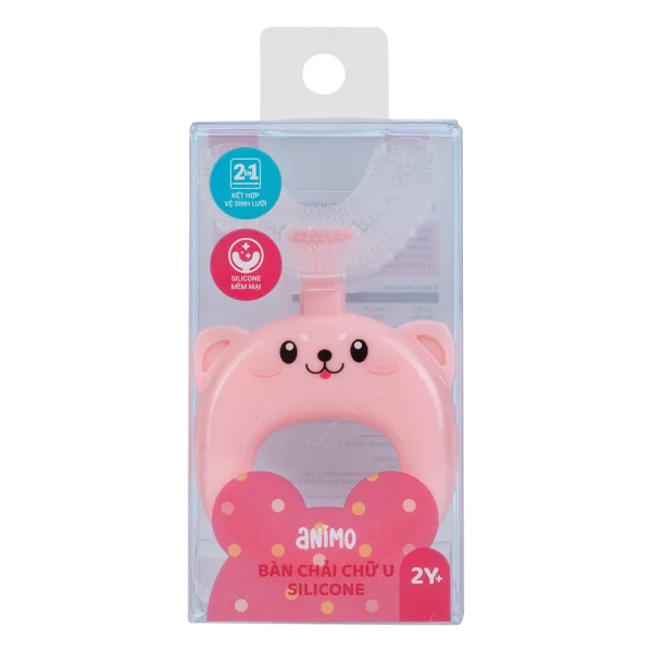 Combo 2 Bàn chải chữ U silicone Animo (Hồng, GH-TRMKU01)
