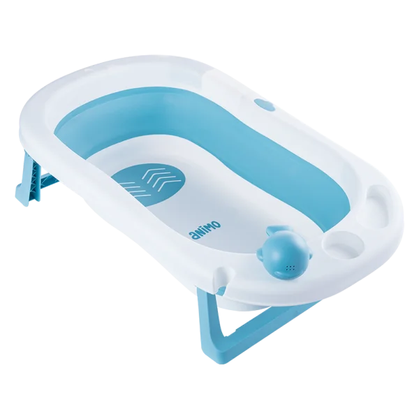 Thau tắm gấp gọn cảm biến nhiệt cá voi Animo (xanh dương)