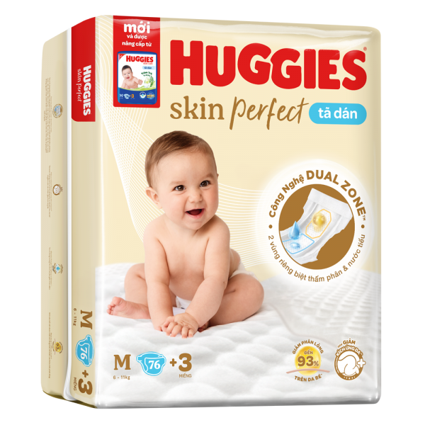 Tã dán cực đại Huggies Skin Perfect (M, 6-11kg, 76 miếng)