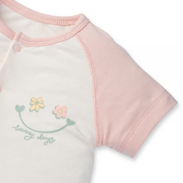 Set 2 Bodysuit kháng khuẩn đùi Hoa nắng Animo VD1023007 (0-12M,Kem)