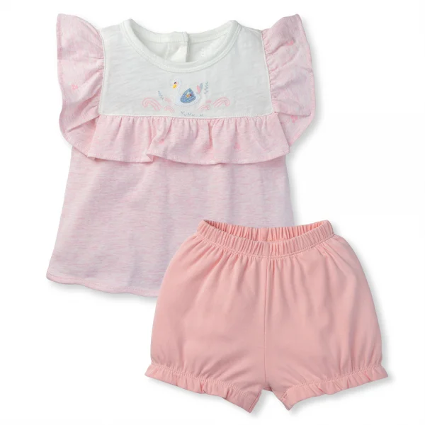 Bộ bé gái ngắn Thiên Nga Animo VD1223051 (6M-6Y,Hồng nhạt)