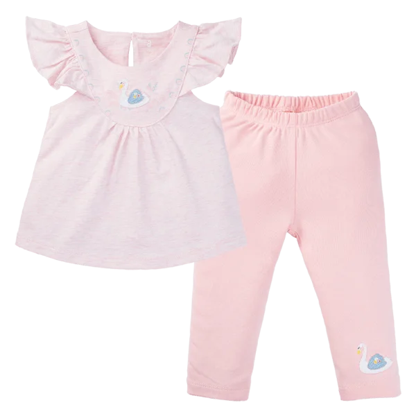 Bộ bé gái lửng Thiên Nga Animo VD1223050 (6M-6Y,Hồng nhạt)