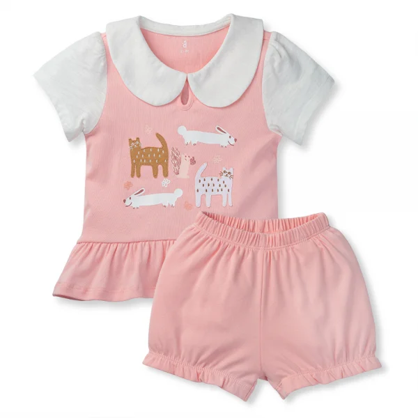 Bộ bé gái ngắn Niko Animo VD1223058 (6M-6Y,Hồng)