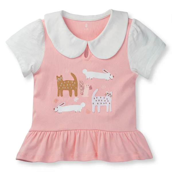 Bộ bé gái ngắn Niko Animo VD1223058 (6M-6Y,Hồng)