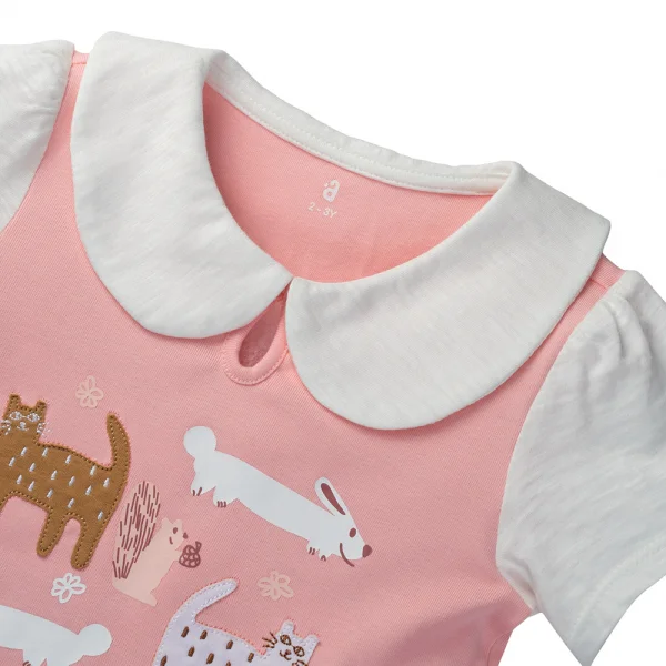 Bộ bé gái ngắn Niko Animo VD1223058 (6M-6Y,Hồng)