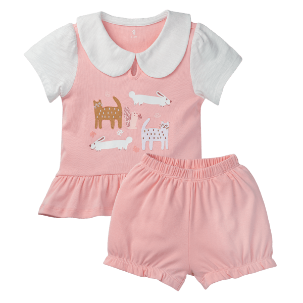 Bộ bé gái ngắn Niko Animo VD1223058 (6M-6Y,Hồng)