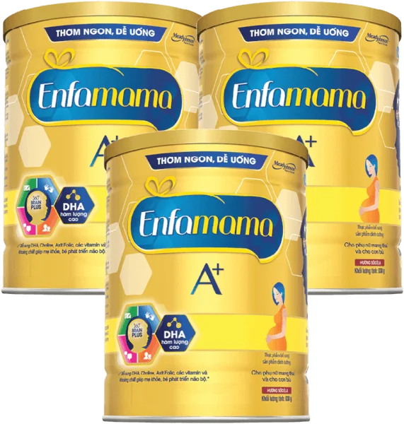 Combo 3 Thực phẩm bổ sung Sản phẩm dinh dưỡng Enfamama A+ hương chocolate 360° Brain Plus 830G