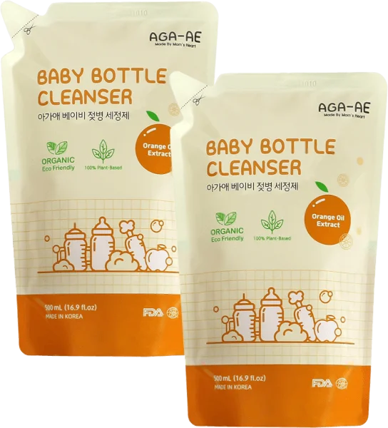 Combo 2 Nước rửa bình sữa AGA-AE hương cam - Túi 500ml (Giao bao bì ngẫu nhiên)