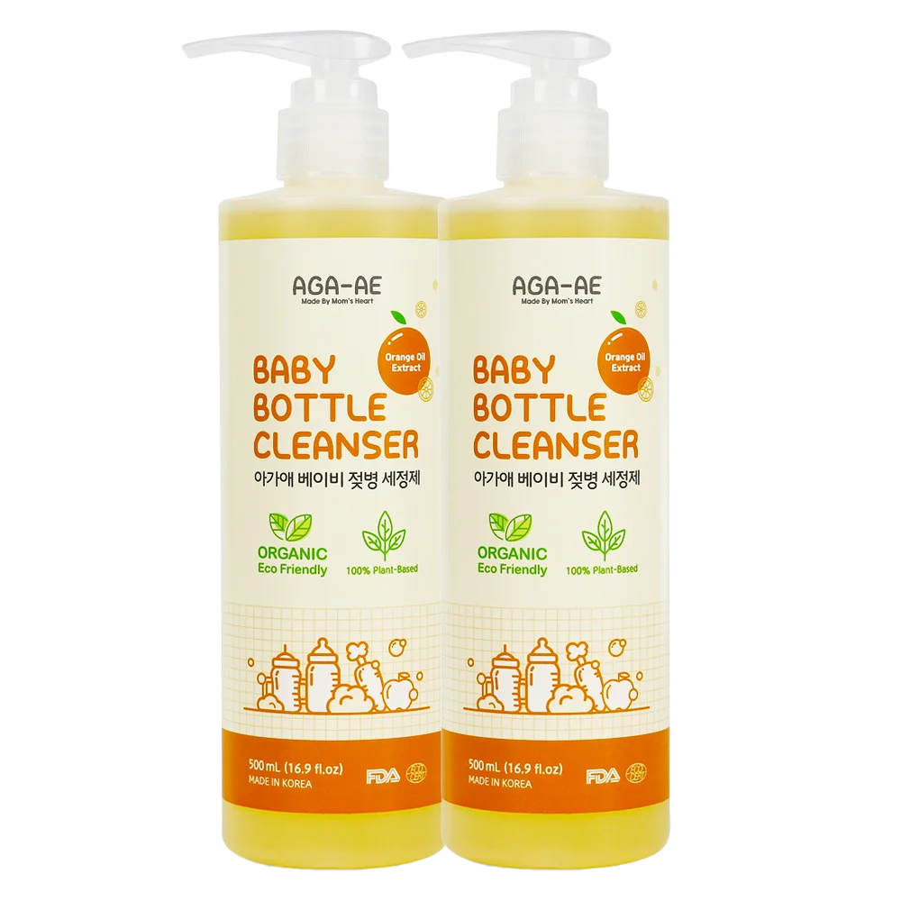 Combo 2 Nước rửa bình sữa AGA-AE hương cam - Chai 500ml (Giao bao bì ngẫu nhiên)