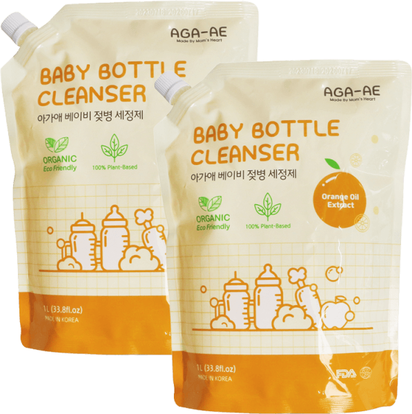 Combo 2 Nước rửa bình sữa AGA-AE hương cam - Túi 1L