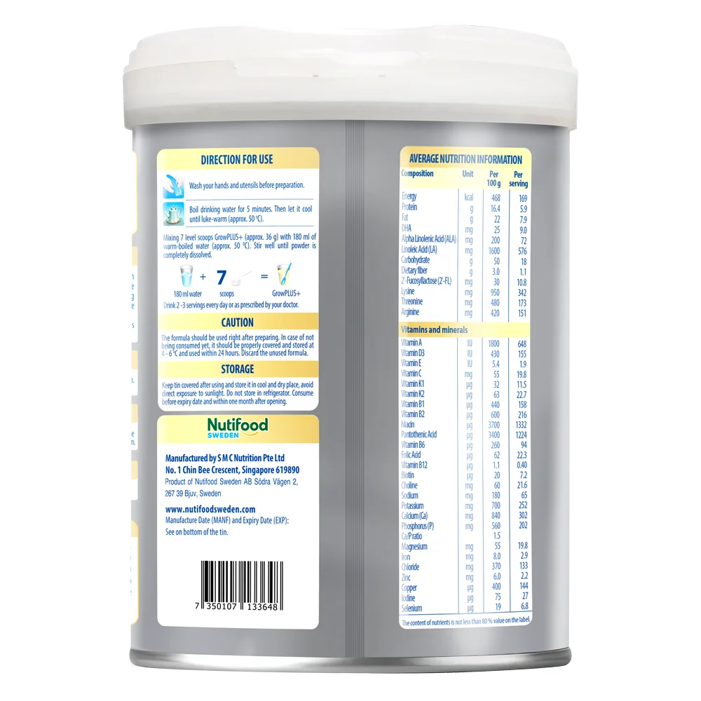 Combo 2 Sản phẩm dinh dưỡng công thức GrowPLUS+ 2+ (Bạc), 800g (trên 2 tuổi)