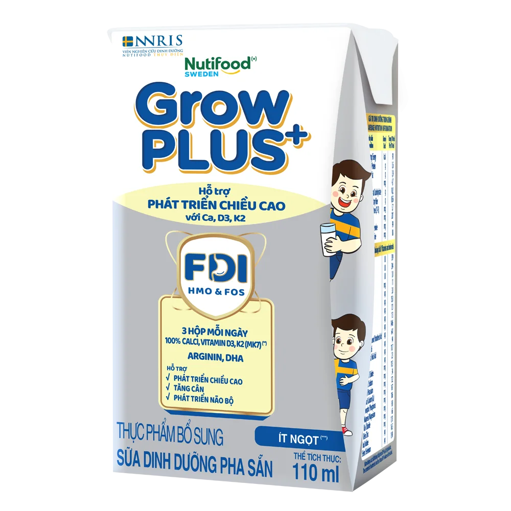 Thực phẩm bổ sung sữa dinh dưỡng pha sẵn GrowPLUS+ (Bạc), 4x110ml (trên 1 tuổi)