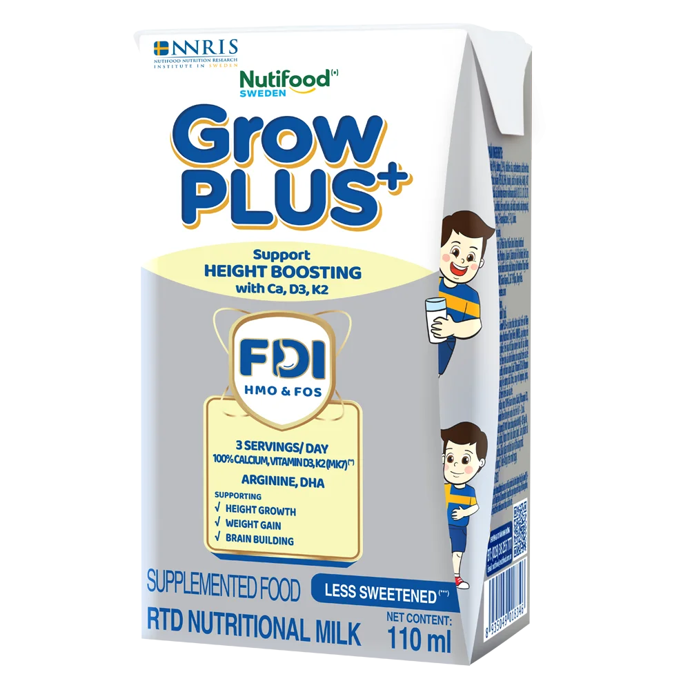 Thực phẩm bổ sung sữa dinh dưỡng pha sẵn GrowPLUS+ (Bạc), 4x110ml (trên 1 tuổi)