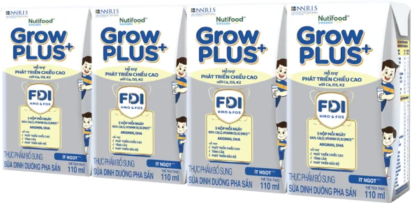 Thực phẩm bổ sung sữa dinh dưỡng pha sẵn GrowPLUS+ (Bạc), 4x110ml (trên 1 tuổi)