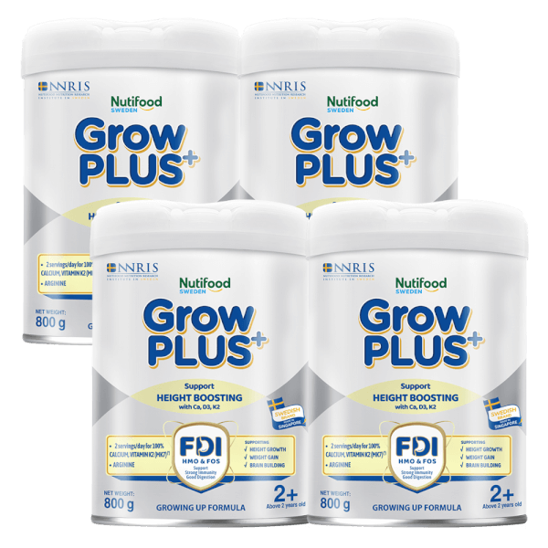 Combo 4 Sản phẩm dinh dưỡng công thức GrowPLUS+ 2+ (Bạc), 800g (trên 2 tuổi)