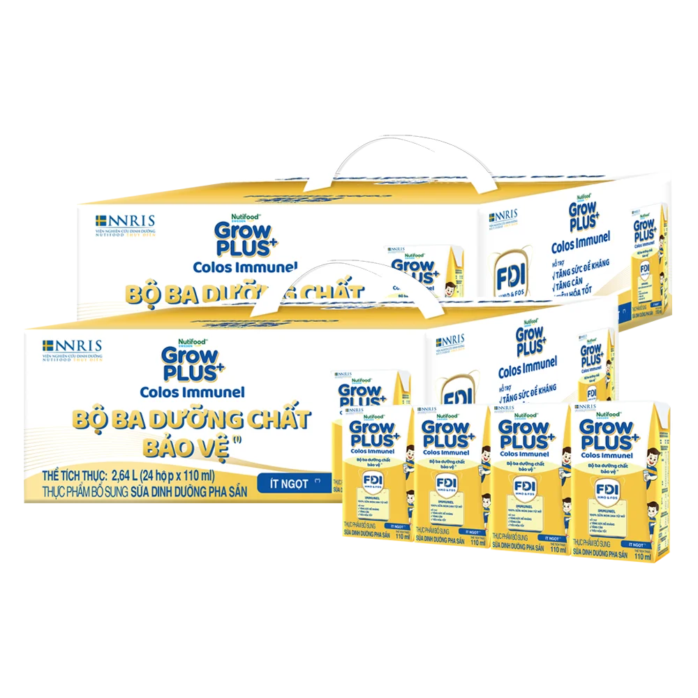 4 Thùng Sữa dinh dưỡng pha sẵn GrowPLUS+ Colos Immunel 110ml, lốc 4 hộp (Từ 1 tuổi)