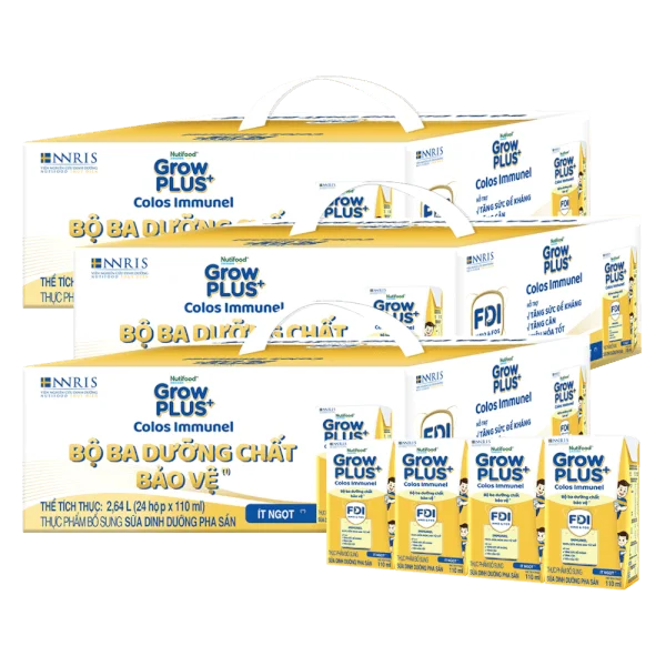 Combo 3 thùng sữa GrowPLUS+ Colos Immunel, 4x110ml, 36 lốc (3 thùng 12 lốc hoặc 6 thùng 6 lốc)