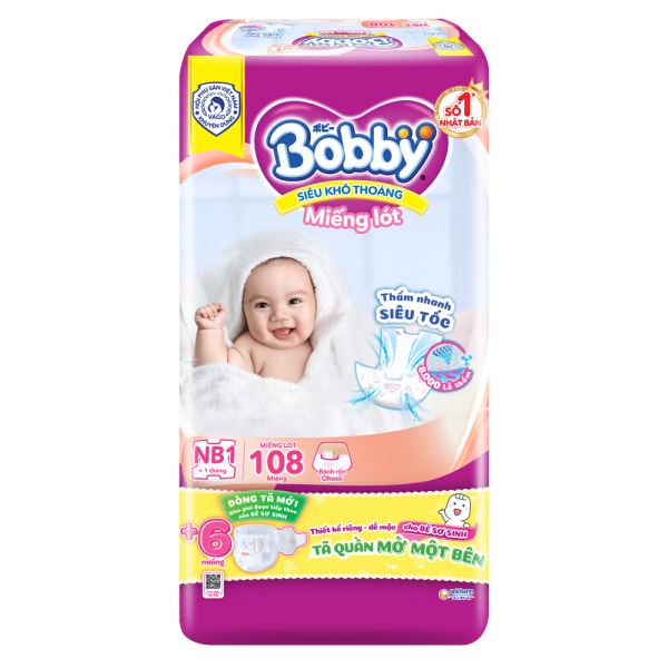 Combo 3 gói Miếng lót Bobby size Newborn 1 108 miếng (dưới 5kg)