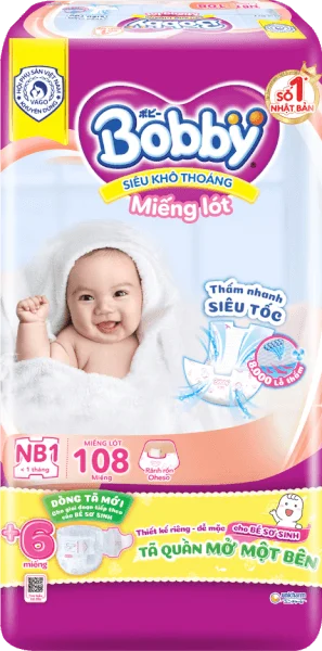 [Google Shopping] Miếng lót Bobby size Newborn 1 108 miếng (dưới 5kg)