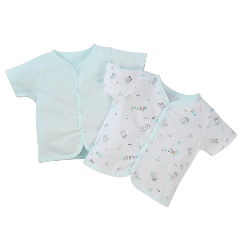 Cặp áo sơ sinh cài giữa tay ngắn Animo LĐ422052 (0-3M,xanh ngọc-trắng)