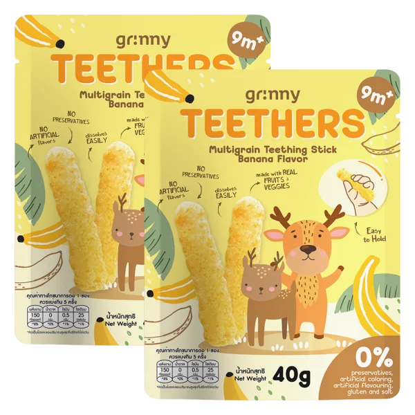 Combo 2 Bánh Gặm Nướu Ngũ Cốc Grinny Vị Chuối