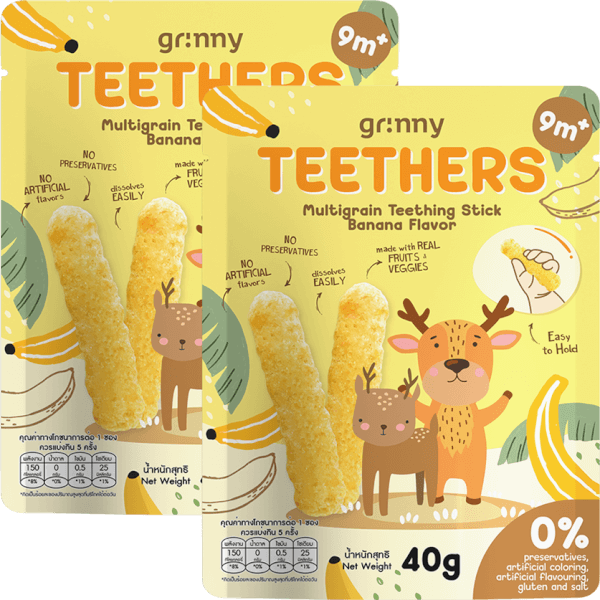 Combo 2 Bánh Gặm Nướu Ngũ Cốc Grinny Vị Chuối